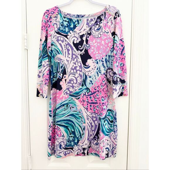 Lilly Pulitzer UPF 50+ All That She Wants Shell Sophie Dress Purple Blue Medium - Picture 1 of 6
